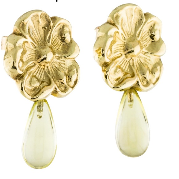 Gorgeous 18Kt gold  detachable gem drop earrings - Picture 3 of 16